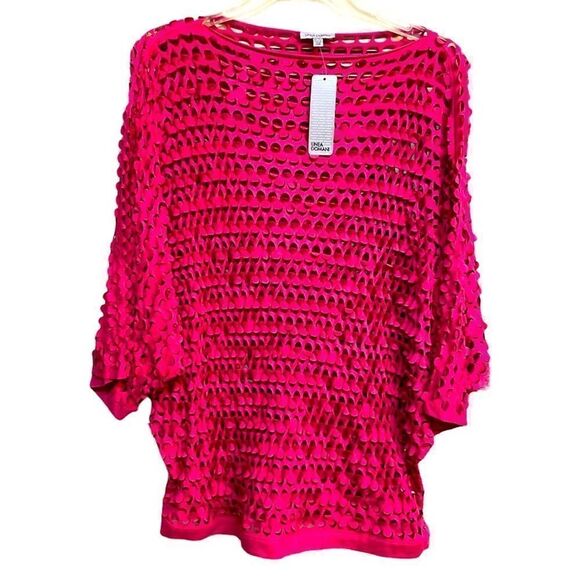 LINEA DOMANI Faux Suede Pink Eyelet Top Size XL - Picture 1 of 7